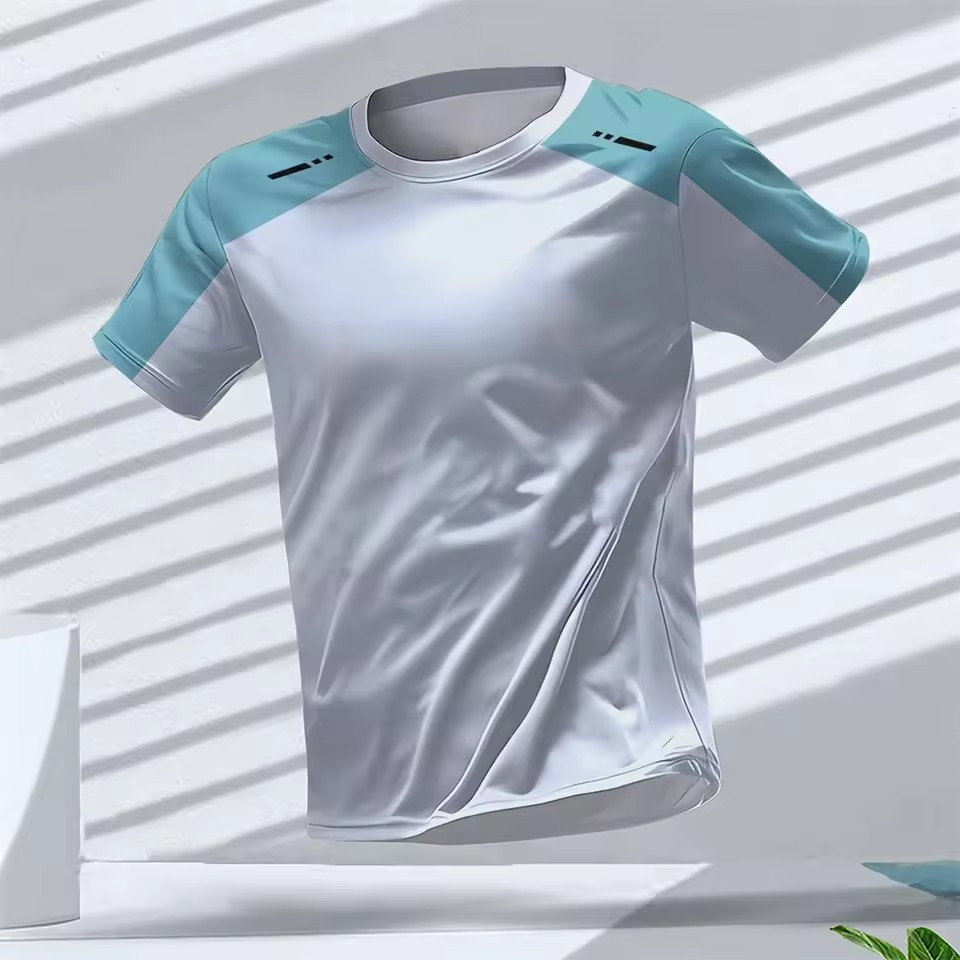Europa y América AliExpress Cross-border hombres deportes de verano malla suelta transpirable y deshumidificación manga corta cuello redondo camiseta impresión 3D