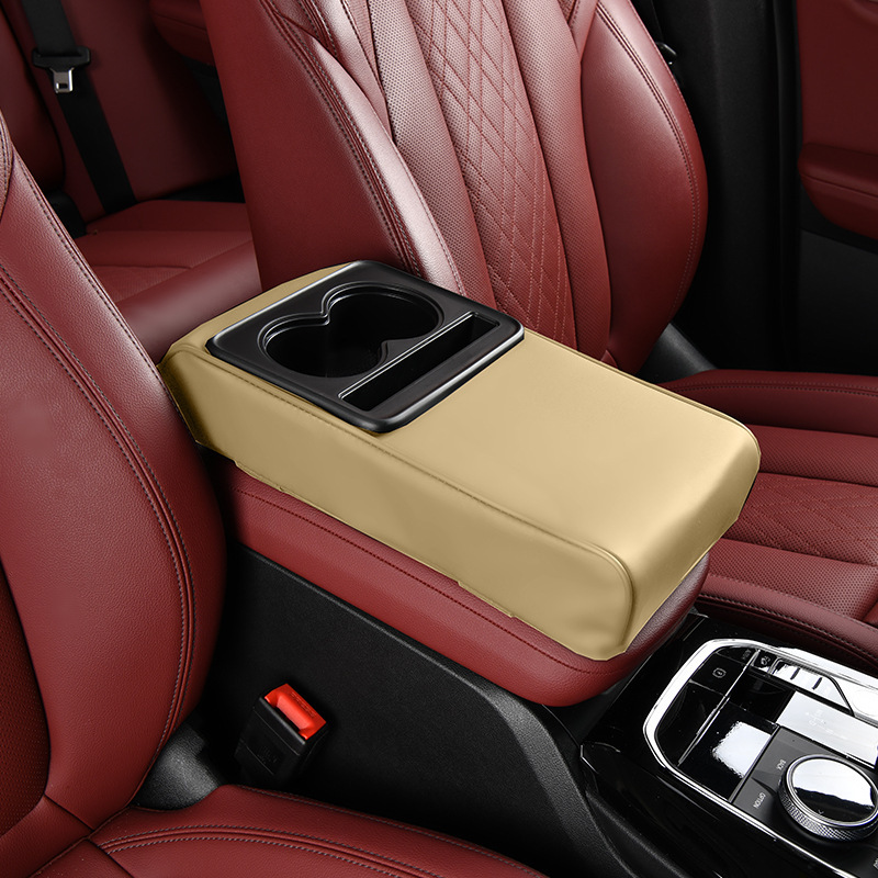 Car Armrest Box Pad Heightening Pad Universal Model for Vehicles with Central Compartment Without Side Pockets, Integrated Phone Holder, Cup Holder, and Storage Box