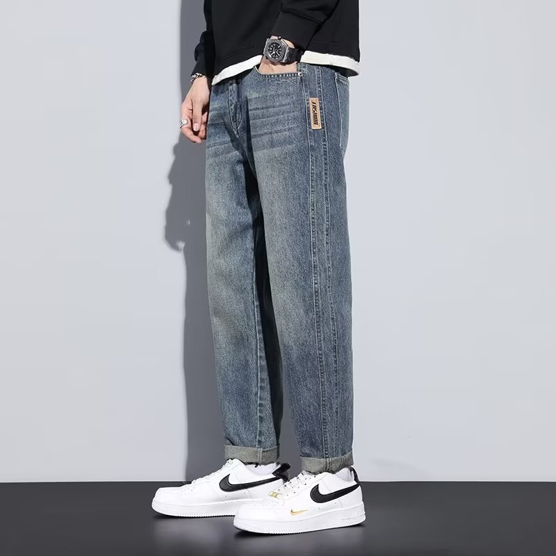 2024 primavera y otoño pantalones de estilo vibe americano ins High Street Street jeans pantalones casuales rectos sueltos para niños