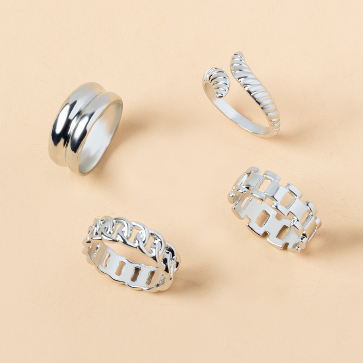 Minimalist Stackable Band And Cubic Zirconia Ring Set For Women_voghion.com