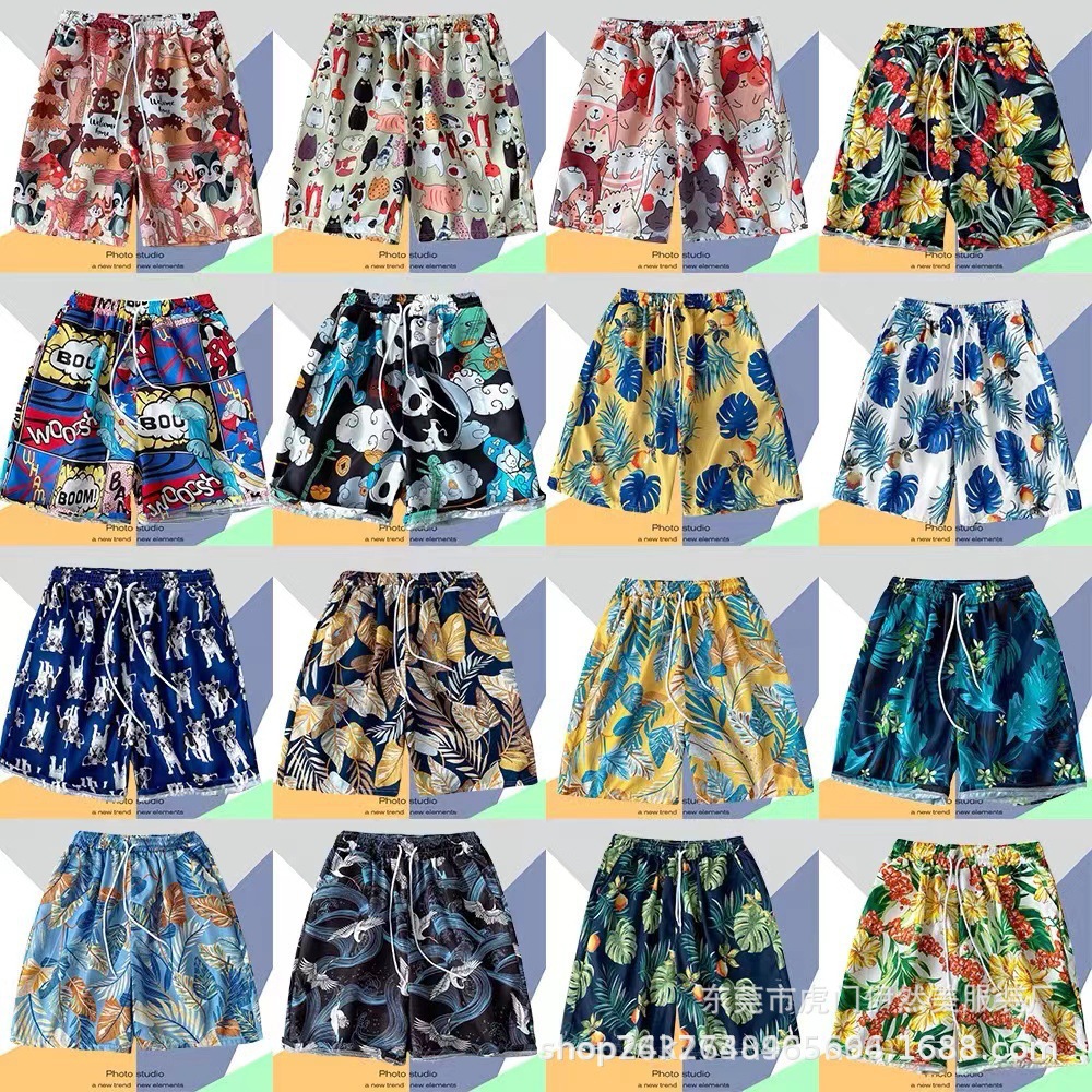 Men's Quick-Dry Beach Shorts for Seaside Vacation, Loose-Fitting Five-Point Swim Shorts for Drifting and Surfing