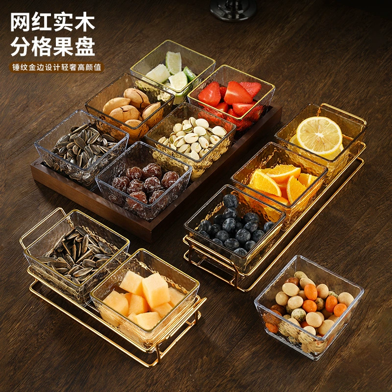 Ларейка-тарелка Snack tray (Nordic INS) акриловые многоотсековые сервировочные блюда, золотая рама и варианты из бамбука