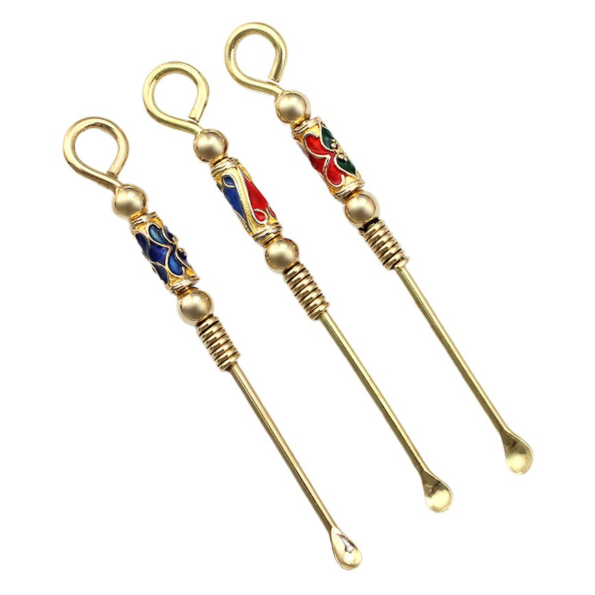 Cuchara de oreja de latón hecha a mano de cobre puro oreja recoger la antigua herramienta de limpieza del oído limpiador del oído dos yuanes tienda de supermercado puesto de suministro al por mayor