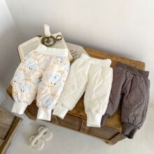 2025冬季新款0-3岁婴幼儿童男女宝宝高腰压棉保暖长裤三色可选