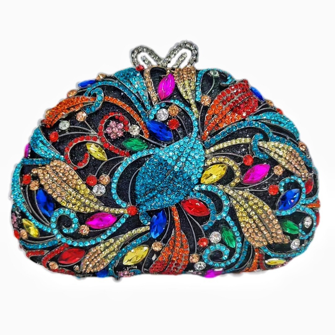 Nuevo paquete de cena de diamantes transfronterizos, bolsas de mano de banquete, bolsas de cena de diamantes huecadas, embrague de cristal