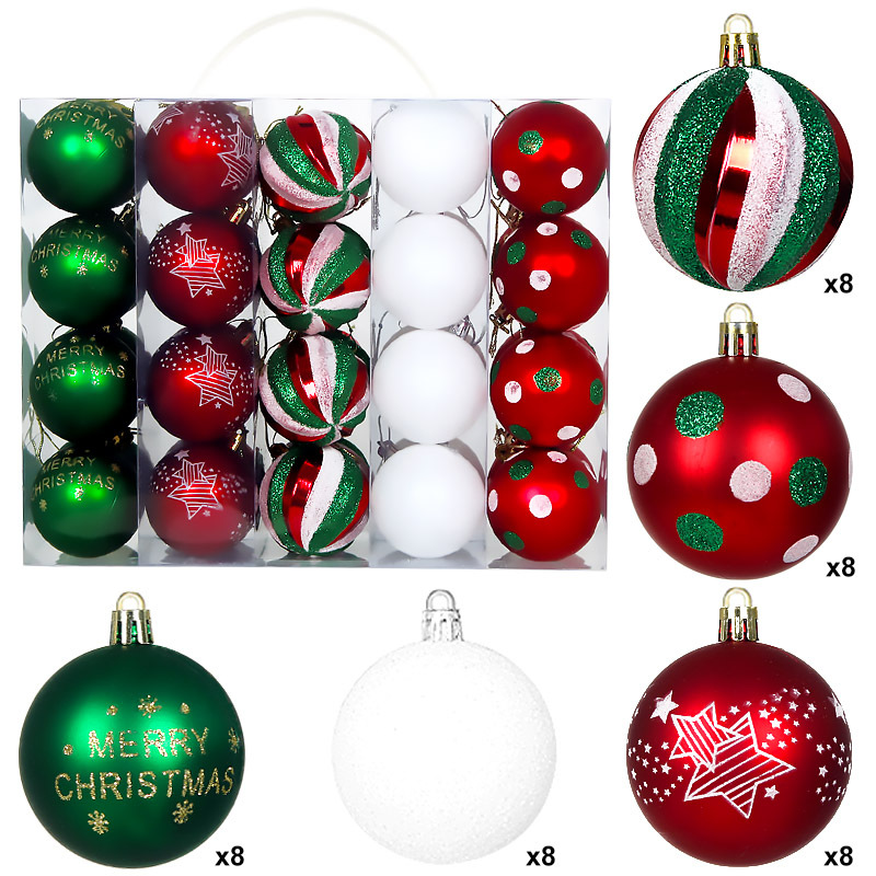 Amazon Cross-border Christmas Ball Set 6CM40 bolas decorativas de Navidad bolas pintadas bolas de plástico galvanizado