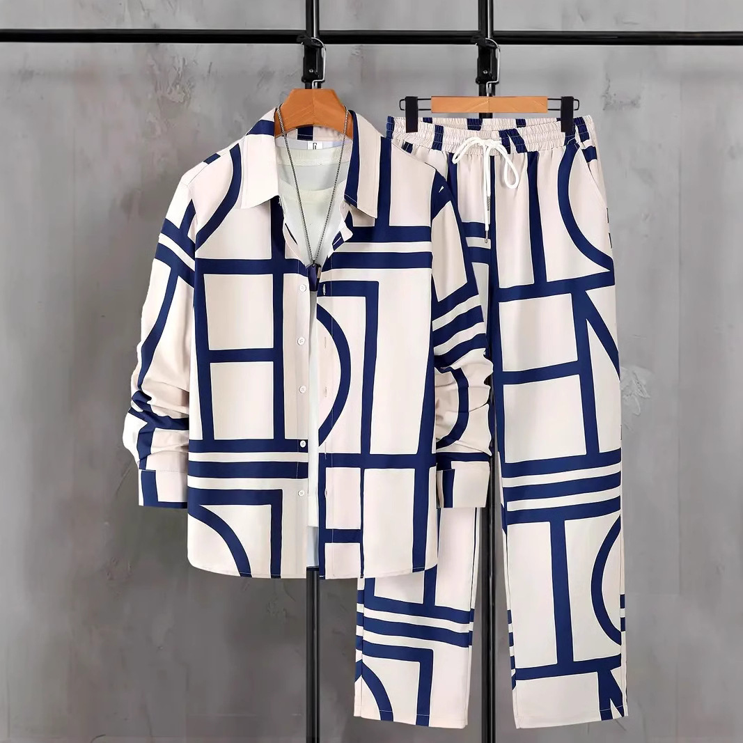 American Cross-border 2024 nueva línea de tendencia de moda casual camisa de manga larga pantalones traje MB12 ML4