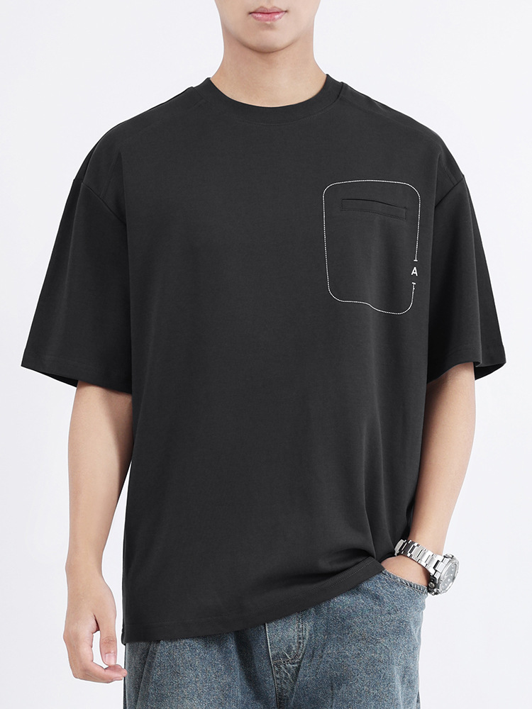 Camiseta de manga corta de hombre marca de moda masculina de bolsillo falso de media manga camiseta de hombre de alta calidad ropa de hombre camiseta de verano