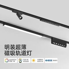 フルスペクトル超薄型磁気トラックライト、天井不要、リビングルーム用LEDレールスポットライト、メインライトなし、投光照明、目に優しい