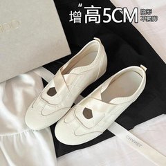 韓国版インナー高さ5cmアップメリージェーンシューズ新作夏クロスストラップゴムバンドスポーツバレエスタイルレディースシューズ