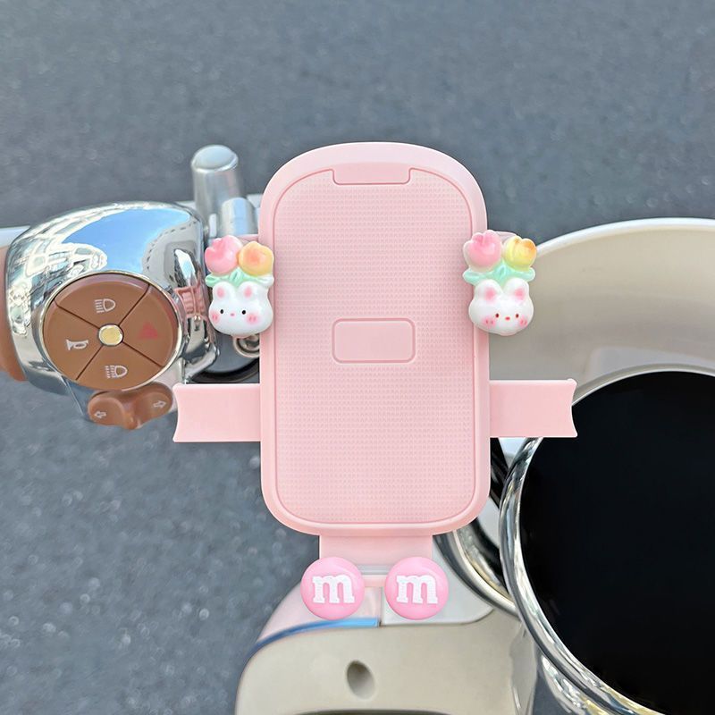 電気自動車携帯電話ホルダー漫画かわいいバッテリー車オートバイユニバーサルクイックバックル耐衝撃楽しいナビゲーションホルダー女性用|undefined