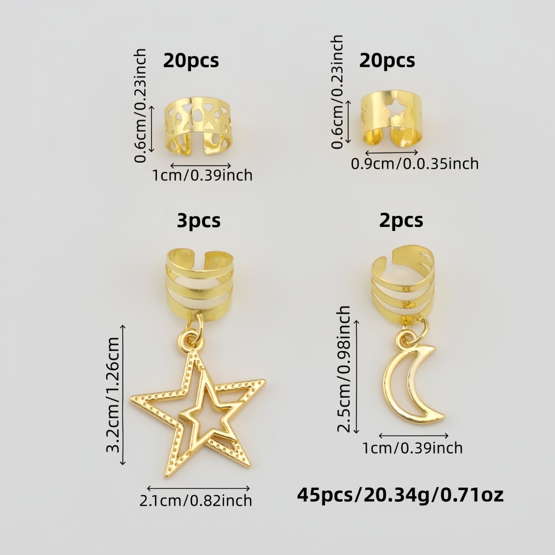 Ensemble de 45 accessoires pour perruques, anneaux pour dreadlocks africains, pinces à cheveux en alliage à motif tournesol croisé_voghion.com