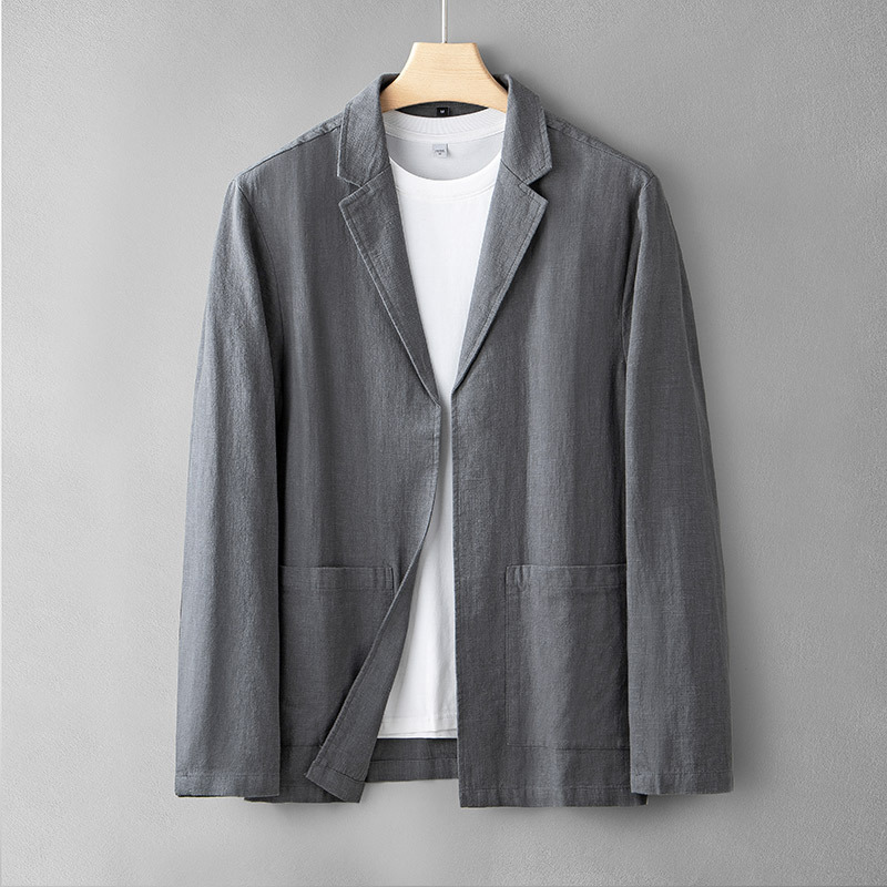 Ramie Small Suit Simple Men's Casual Jacket New Artistic Retro Jacket Men's Jacket Fashionable Linen Suit