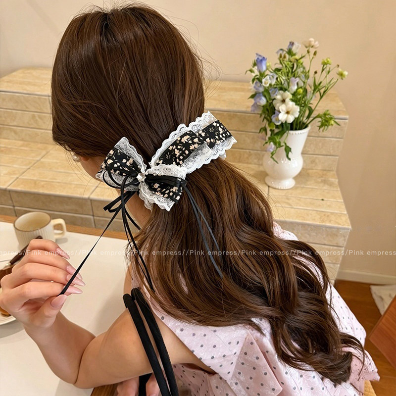 3# bow hair clip - black - base clip approx. 13cm - bow approx. 8cm
