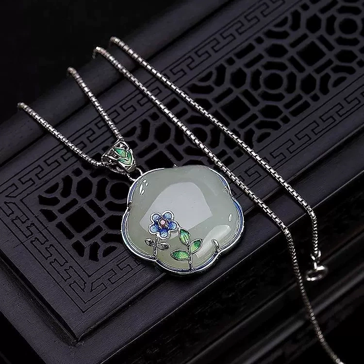 Имитация цепи ключицы Хетиан в китайском стиле ретро эмаль цветная подвеска ожерелье перегородчатая слива кулон женский национальный прилив украшения