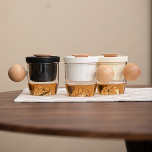 Casual Ceramic Mug Glass Tea Separation Cup with Lid Personal Home Office Cup Filter Tea Cup