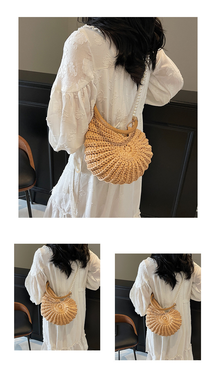 Women's Medium Cloth Solid Color Vacation Weave Shell Open Crossbody Bag display picture 30