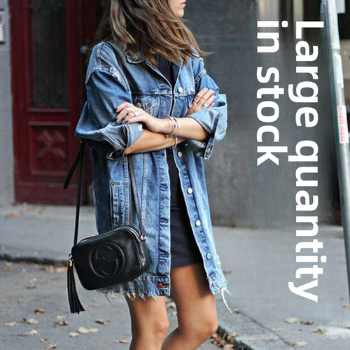 New 2024 spring and autumn trendy street fashion women's clothing solid color denim long sleeve square collar factory direct sales