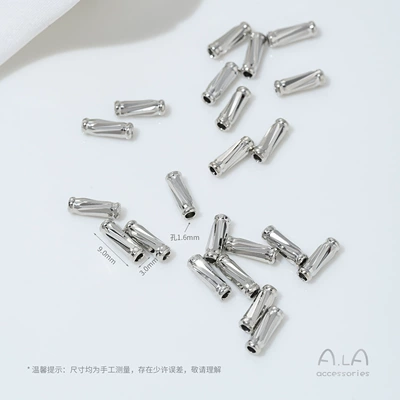Gold-Filled Color-Preserving Floral Straight Tube: Zərgərlik ara hissələri - c52-2-platinum-flower-long-tube-10-pieces