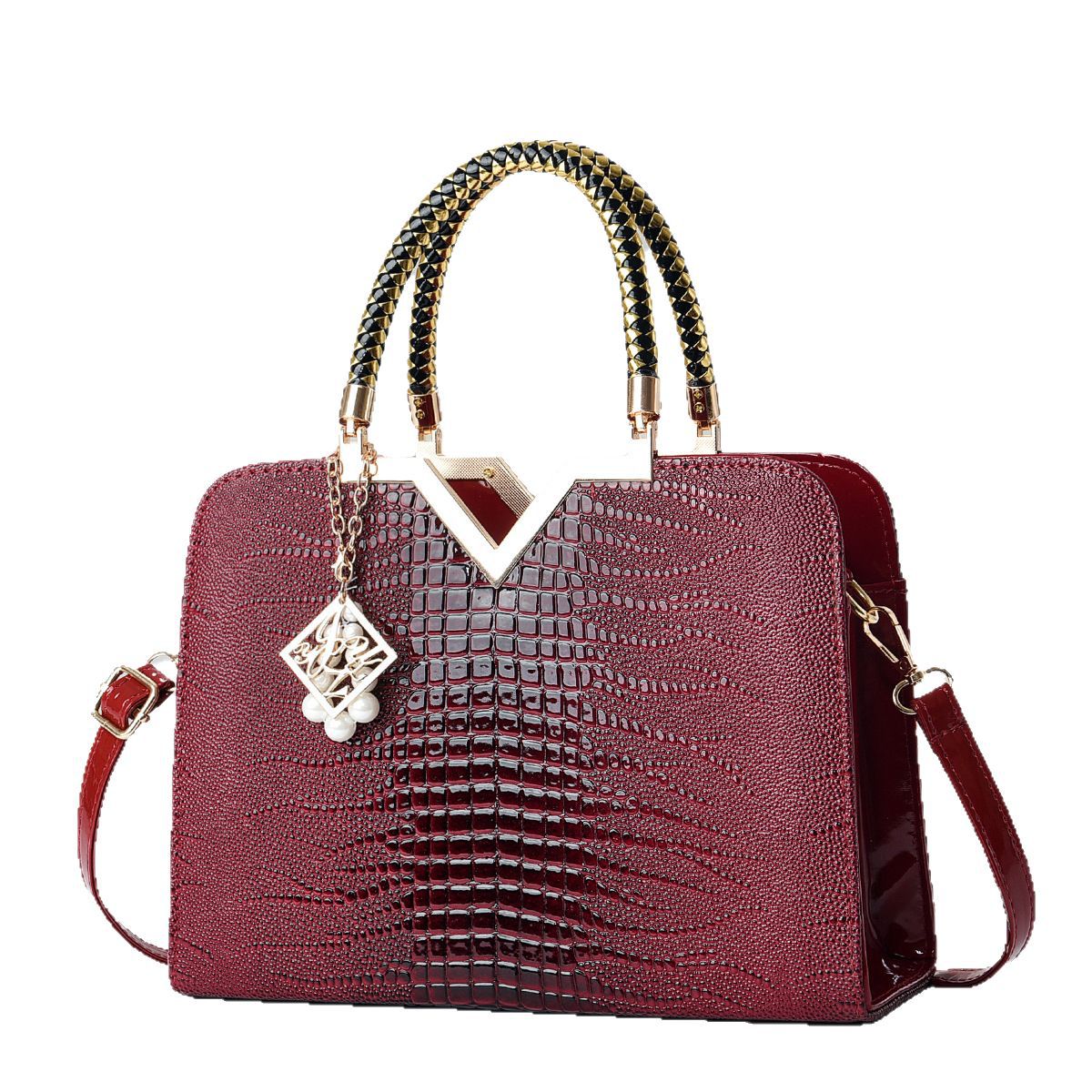 Bolsa de mano comercio exterior patrón de cocodrilo bolso de mensajero de hombro de cuero brillante Taizhou bolso de mujer calidad fabricante al por mayor bags