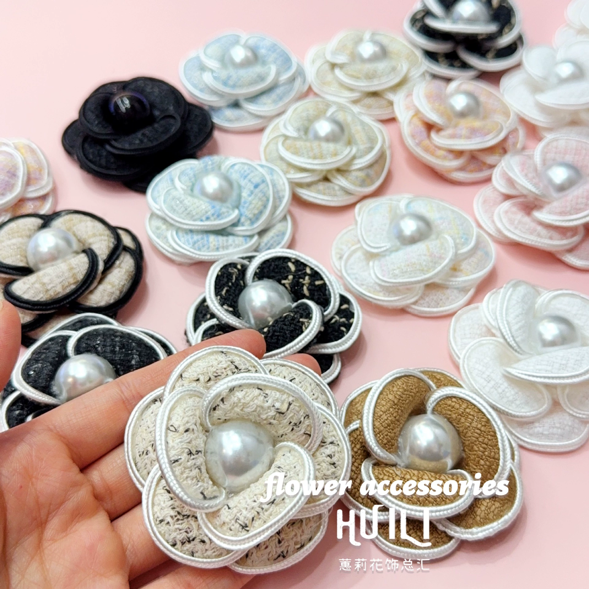 6 см корейская версия Dongdaemun, маленький ароматный жемчуг, клетчатая камелия, аксессуары для волос «сделай сам», серьги, детская заколка для обуви, цветок.