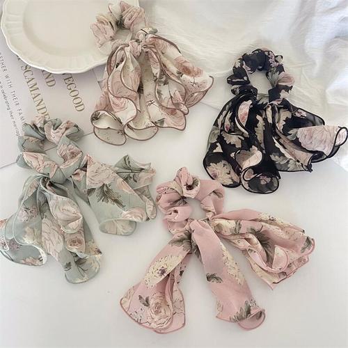 New style trendy big flower bow lock edge large intestine hair tie headdress Japanese and Korean style fabric headband floral floral headband