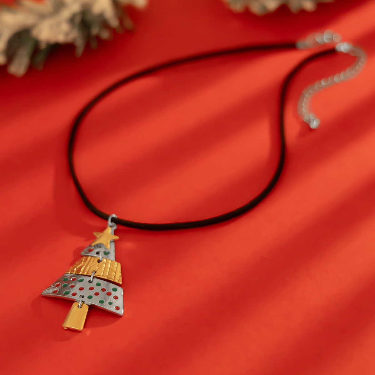 Weihnachtsbaum Anhänger Halskette Set Schmuck Geschenk Damen_voghion.com