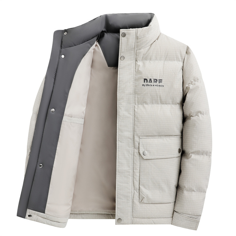 品牌剪标男装新款男士冬季立领时尚格纹保暖商务休闲羽绒服Y4Y113