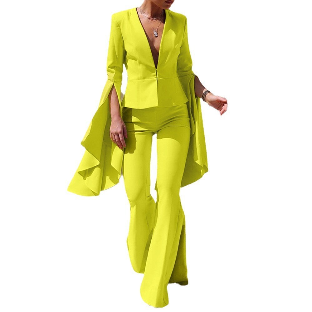 GraceChic 2025 Spring New Goddess Style Elegant Fashion Blazer Jacket High Waist Flared Pants Two-Piece Set For Women_voghion.com