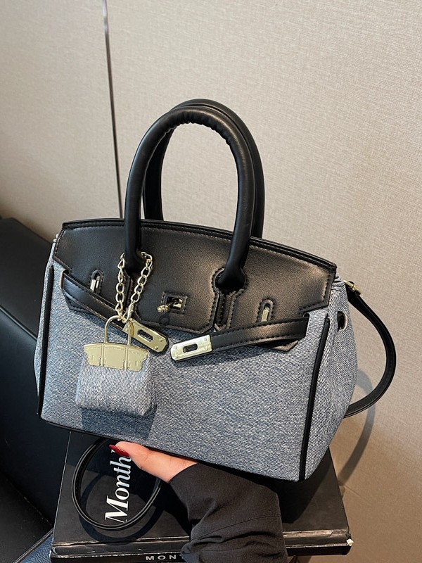 Bolso Kelly de alta gama para mujer, novedad 2026, de mezclilla con patchwork retro, para llevar al hombro o cruzado, ideal para el día a día.