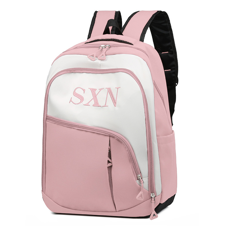 Mochila de tendencia coreana nueva moda de gran capacidad mochila escolar escolar de color simple de contraste de la escuela secundaria mochila de viaje