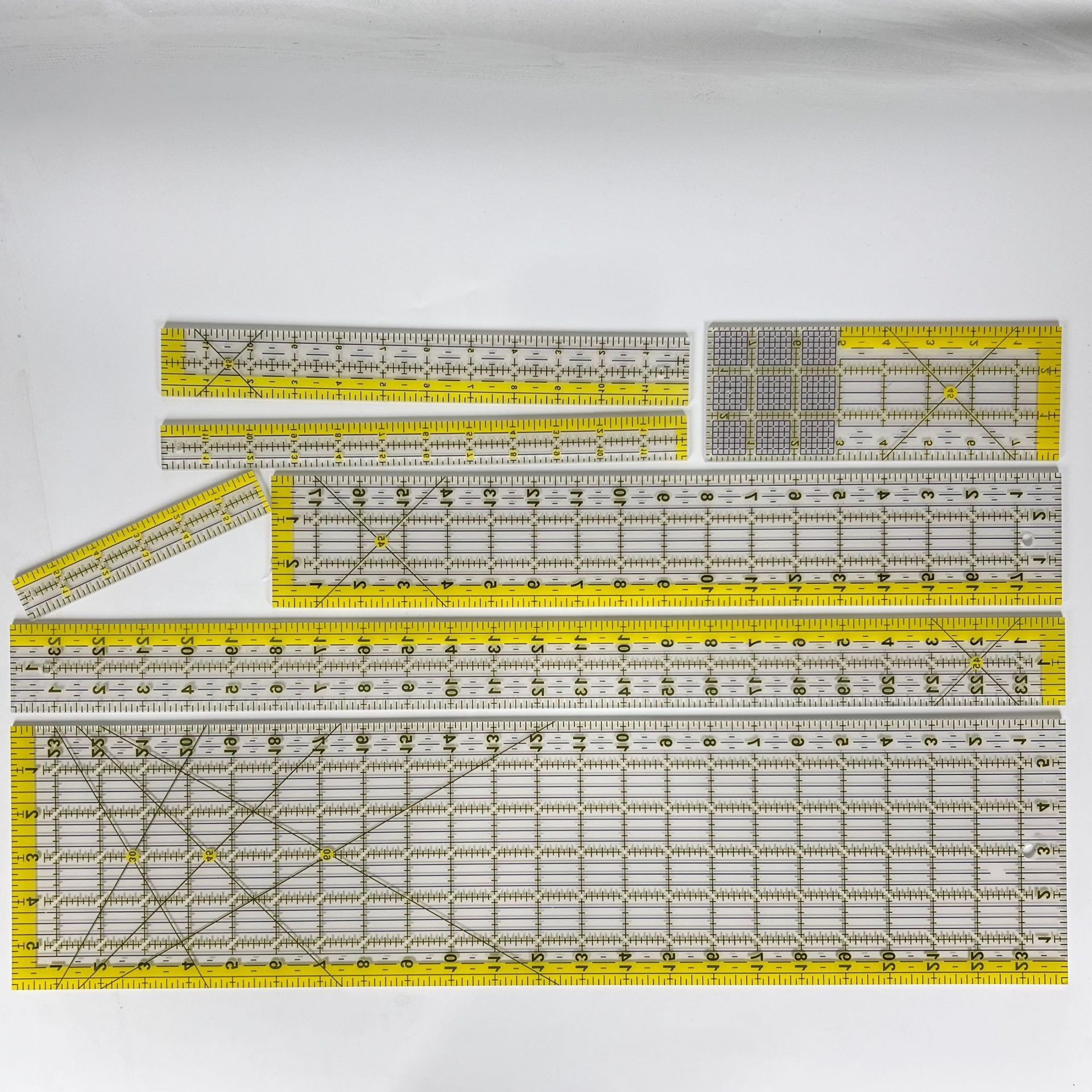 Diseño de prendas de vestir acrílico 90 ° regla de costura de tela de corte de tela doble regla de patrón de tela de corte