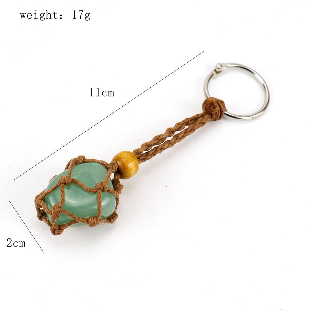 Pastoral Simple Style Irregular Stainless Steel Natural Stone Cotton Thread Unisex Bag Pendant Keychain display picture 1