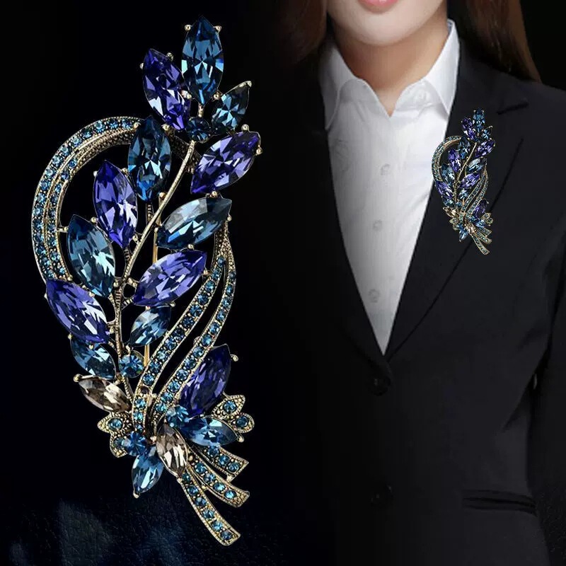 レトロ欧米水晶宝石ブローチ高級女性胸花ピン大気スーツタキシード|undefined
