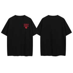 アメリカの小衆mm家25ss春夏新作刺繍愛文字半袖男女同項ゆるいカジュアルtシャツ