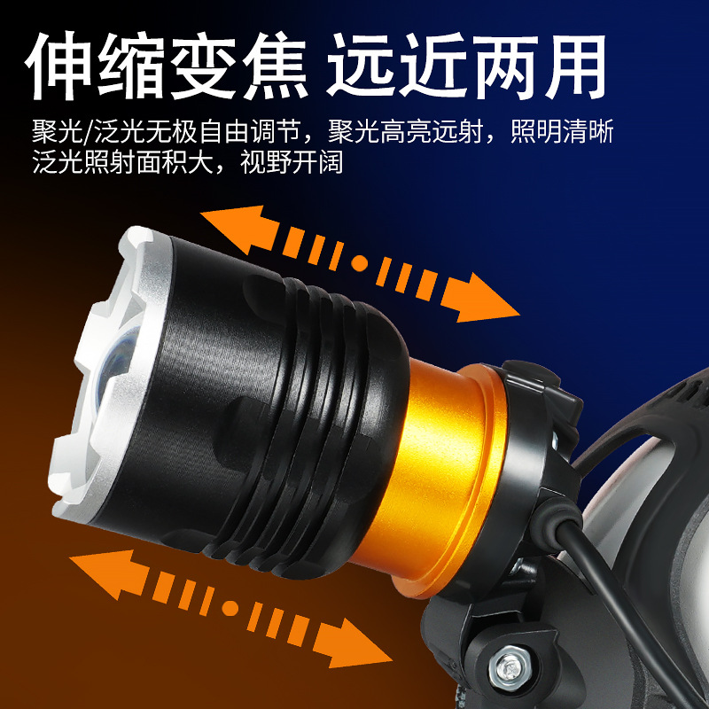 Transfronterizos al aire libre P50 aluminio camping pescar por la noche lámpara USB recargable auricular luz de largo alcance LED luz de pesca