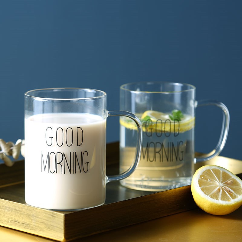Heat Resistant Glass Cup with Handle Household Tea Cup Breakfast Cup Juice Milk Cup Coffee Cup Transparent Glass Tea Cup