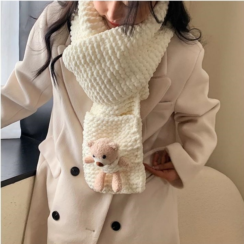 口袋熊围巾手工编织diy毛线材料包自制送男士女朋友成品围脖礼物