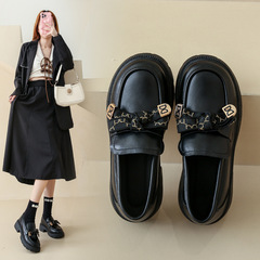 Loafers for Women 2023 Autumn New Women's British Style Small Leather Shoes Slip-on Women's Shoes Little Black Dress Style Ins Trendy K1806