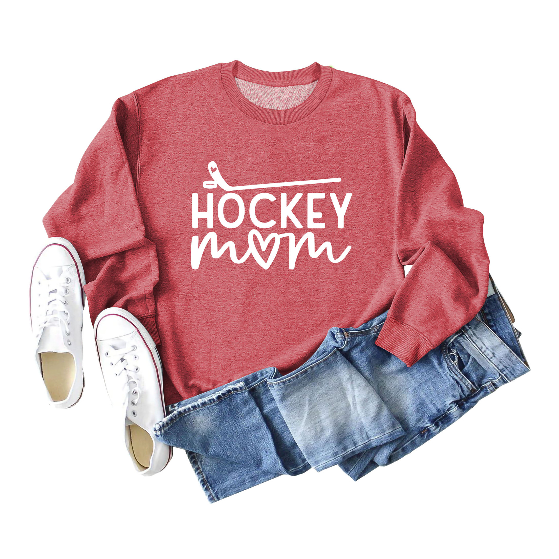Amazon deseo transfronterizo de las mujeres europeas y americanas talla grande Nueva carta hockey Otoño e Invierno suéter de manga larga en stock al por mayor