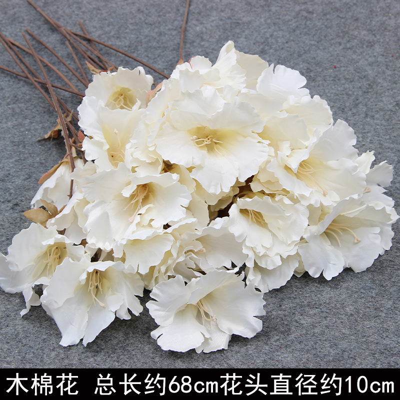 Bodas de flores de seda de imitación blanca flores falsas decorativas floral sala de bodas floral hogar ramo único camino de introducción de flores