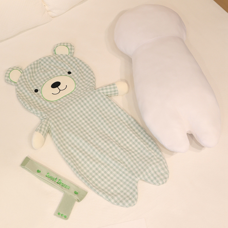 Bufandas de dibujos animados osos dormidos almohada de brazo largo dormitorio piernas de sujeción lateral almohada de cama almohada de cama almohada tela desmontable