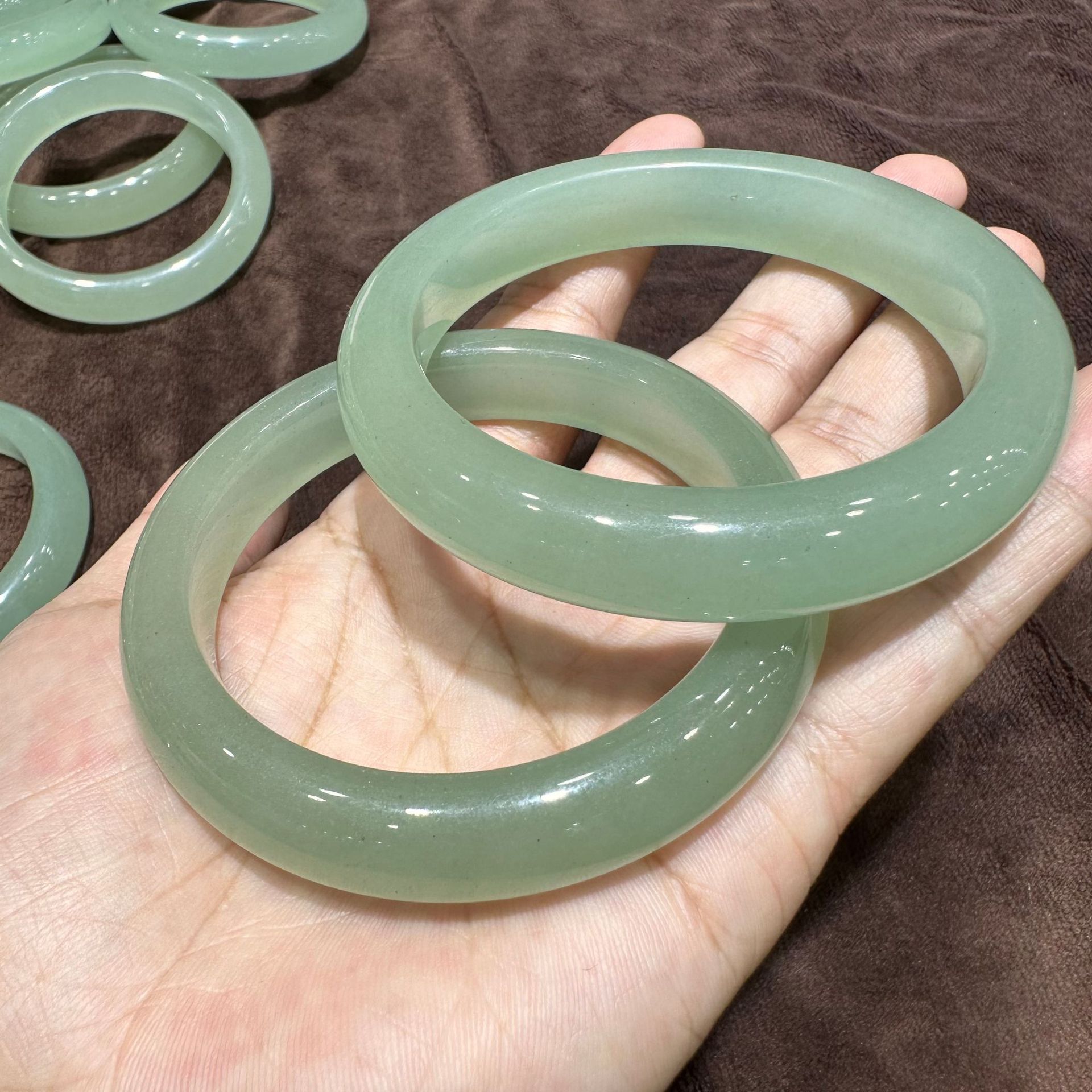 Natural Aventurine Bracelet, Bean Green Clear Quartzite Jade, Oily Green Aventurine Bracelet, Oily Ice-Transparent Women's Model