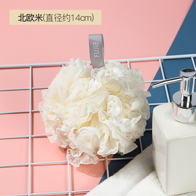 花が飛ばないバスボール、超柔らかいバスレースバスボール、大きめの柔らかい泡立ち、快適な背中こすり|undefined