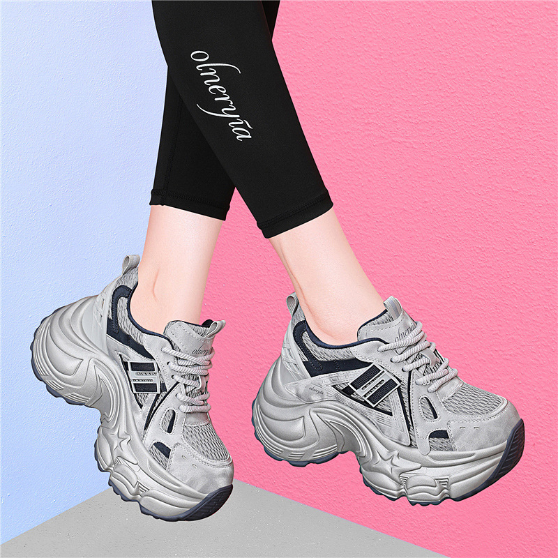 (Out-Of-Stock Items Not Restocked) Thick-Soled Dad Shoes, Versatile and Lightweight for Autumn, Women's Shoes with Hidden Height Increase, Casual Sports Shoes for Women