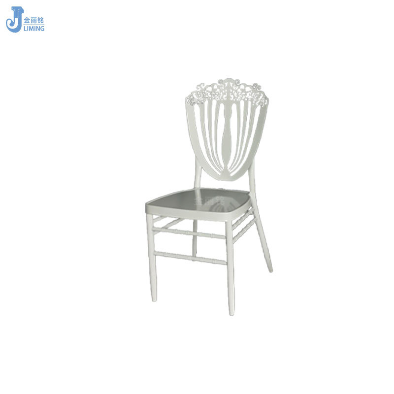 Silla de comedor de hierro al por mayor Nordic Silla de boda al aire libre restaurante silla trasera de metal escudo flor cabeza Silla de Bambú