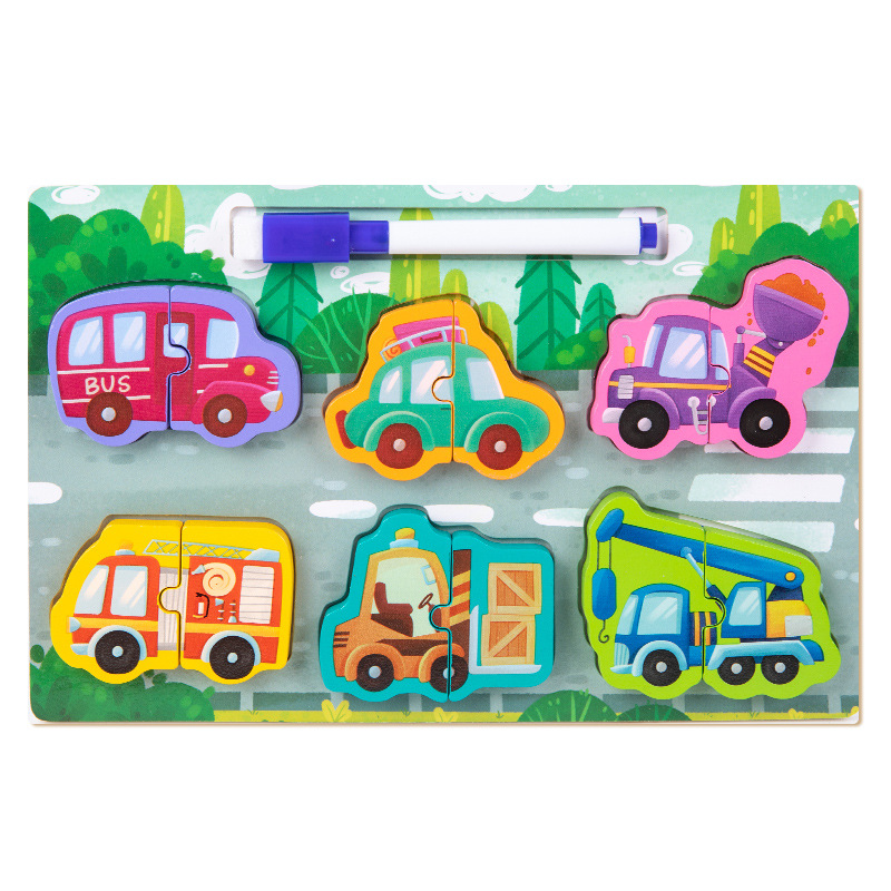 Wooden Cross-border Children's Early Education Animal Matching Jigsaw Puzzle Drawing Board Building Blocks Toy Puzzle Grab Board Assembled Panel