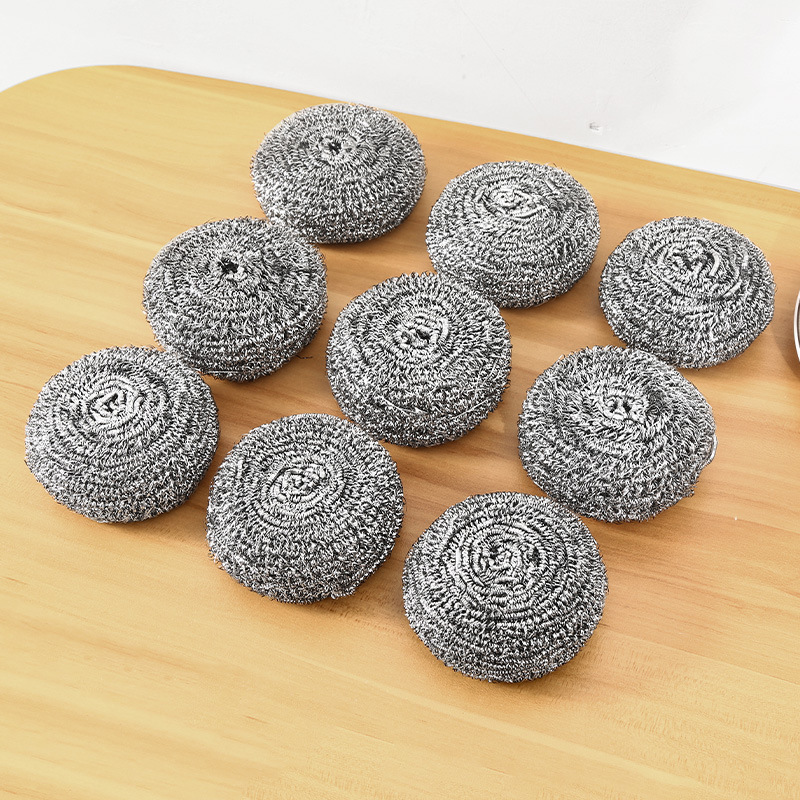 Bolas de lana de acero para uso doméstico, paquete de 6, bolas de limpieza grandes para cocina, lavado de platos, fregado de ollas, cepillo de limpieza de lana de acero.