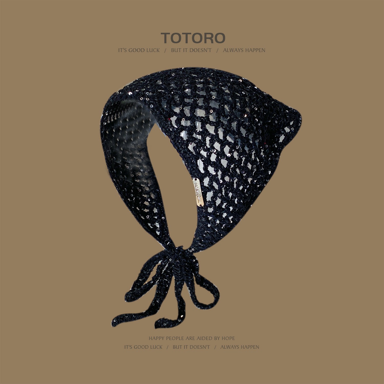 Francia cereza toallas triangulares mujeres primavera y otoño viajes padres-hijos gancho de punto flores hueco pañuelo de arte correa de pelo gorro