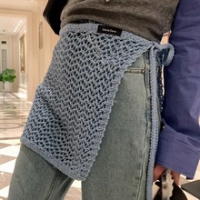 韩系镂空手工钩花针织半身裙女2025年春新款绑带叠穿高级屁帘百搭
